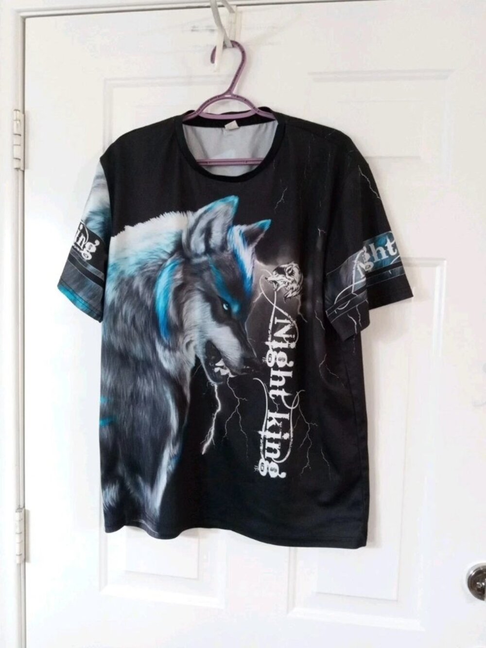 Night King Wolf Print Men's XL Black Short Sleeve T-Shirt